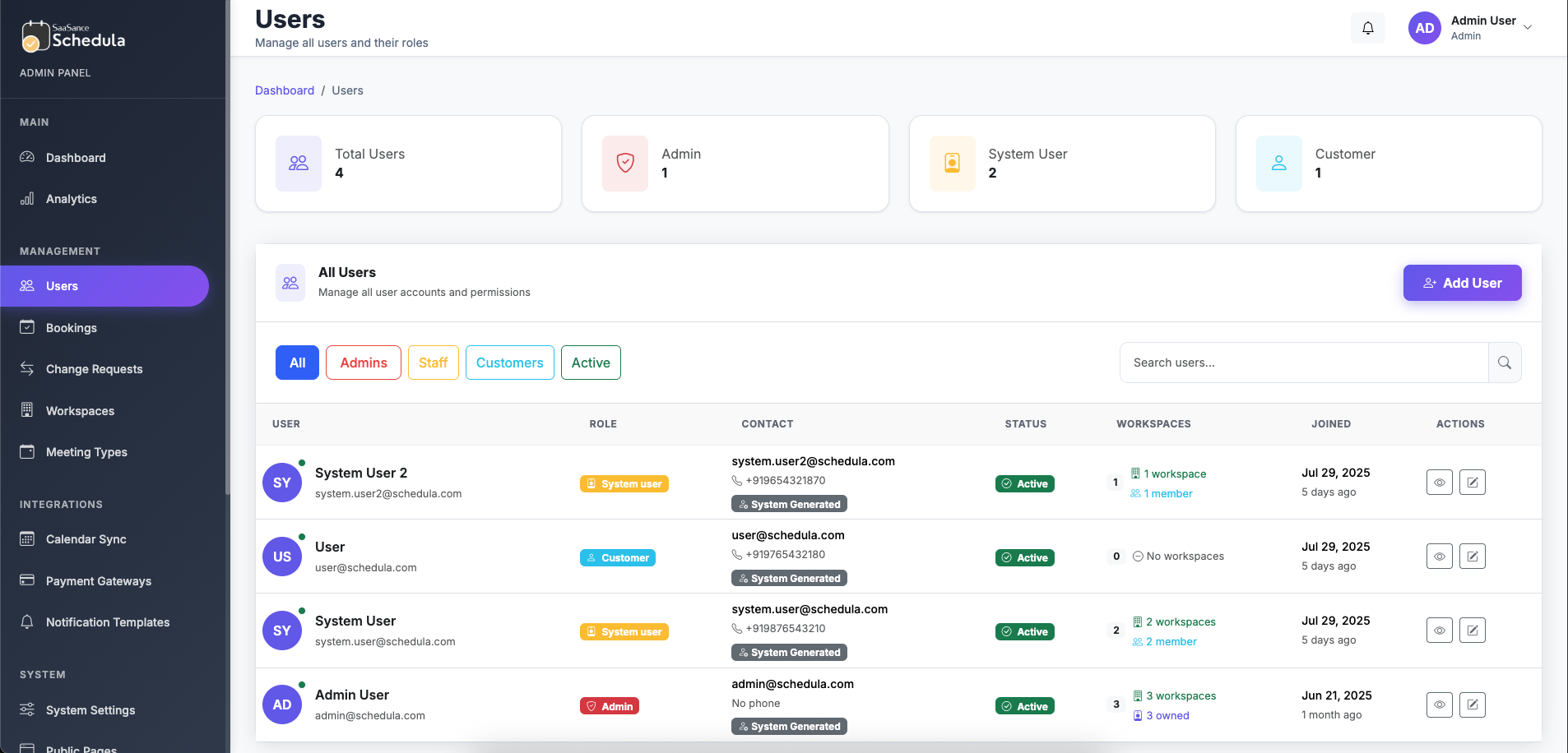 Schedula - Professional Booking & Scheduling Management System - Screenshot