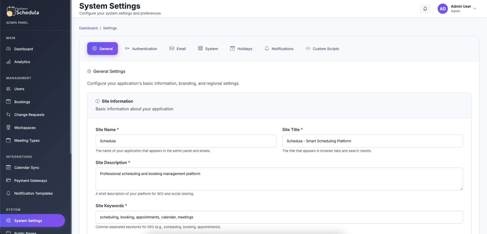 Schedula - Professional Booking & Scheduling Management System - Screenshot