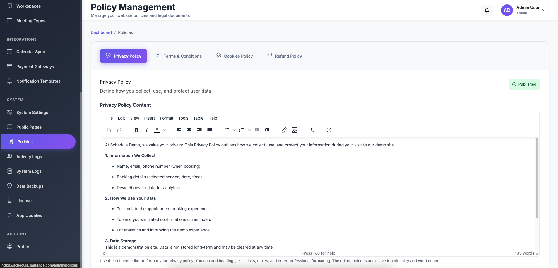 Schedula - Professional Booking & Scheduling Management System - Screenshot