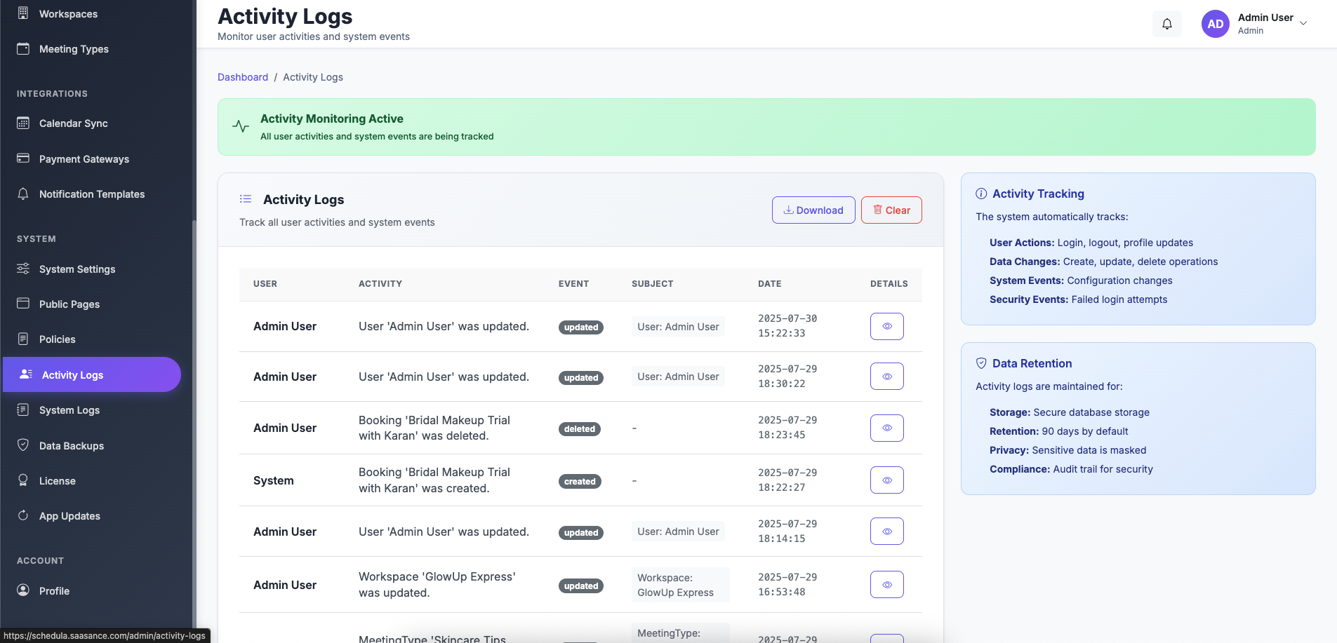 Schedula - Professional Booking & Scheduling Management System - Screenshot