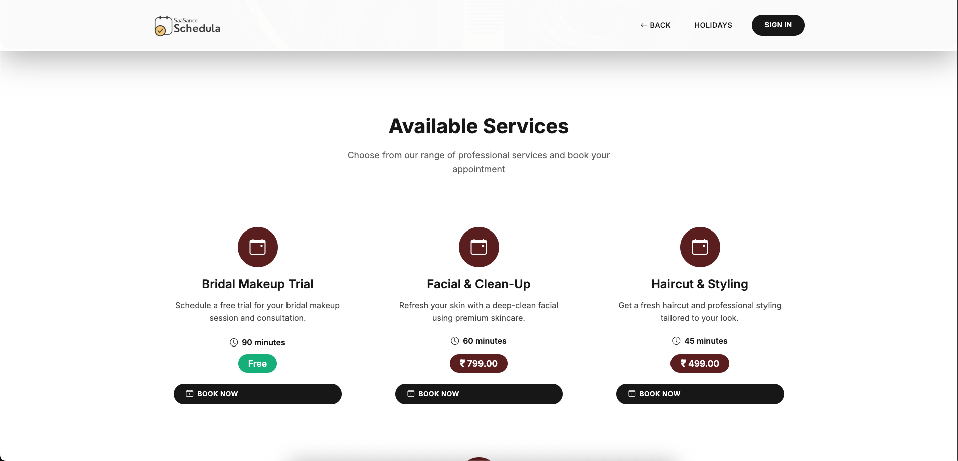 Schedula - Professional Booking & Scheduling Management System - Screenshot